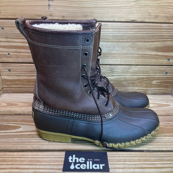 L.L. Bean Shoes Llbean Mens 9 Duck Boots Fur Lined Lace Up Bean